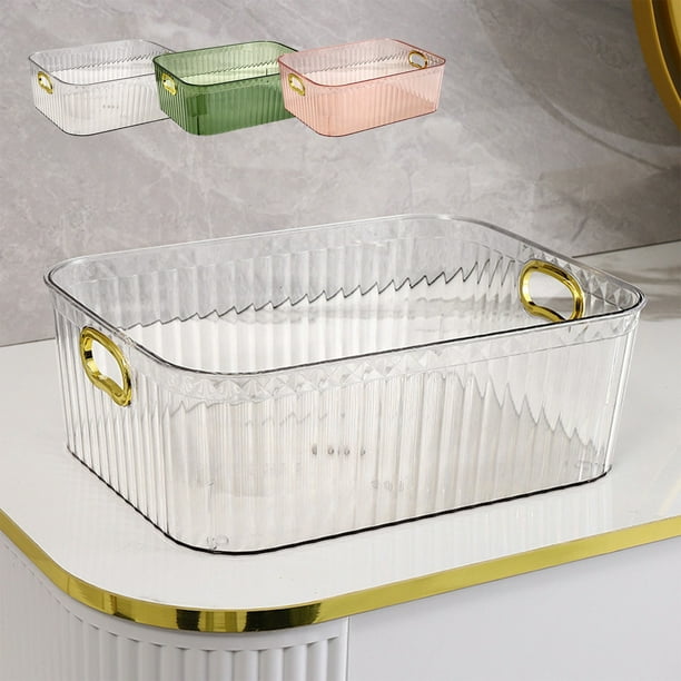 Cesta de Almacenamiento de Acrílico Transparente - Caja Organizadora de 1 Pieza para Refrigerios, Cosméticos y Organización Del Hogar, 23 X 16 X 9 Cm (9,06 X 6,30 X 3,54 Pulgadas), Blanca o Verde, Co