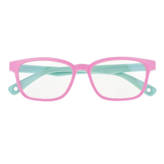 LeeQinersw Kids Eyeglasses Anti Blue Light Silicone Frame Flexible Glasses Pink Green