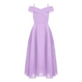thumbnail image 4 of Kids Girls Chiffon Party Dress Off-the-Shoulder A-Line Floor Length Dresses Lavender 16, 4 of 5