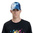thumbnail image 4 of Gukieu Blue White Fluid Art Prin Baseball Cap, Adjustable Sweat-wicking Daily,Travel, Sports Cap, Unisex, 4 of 6