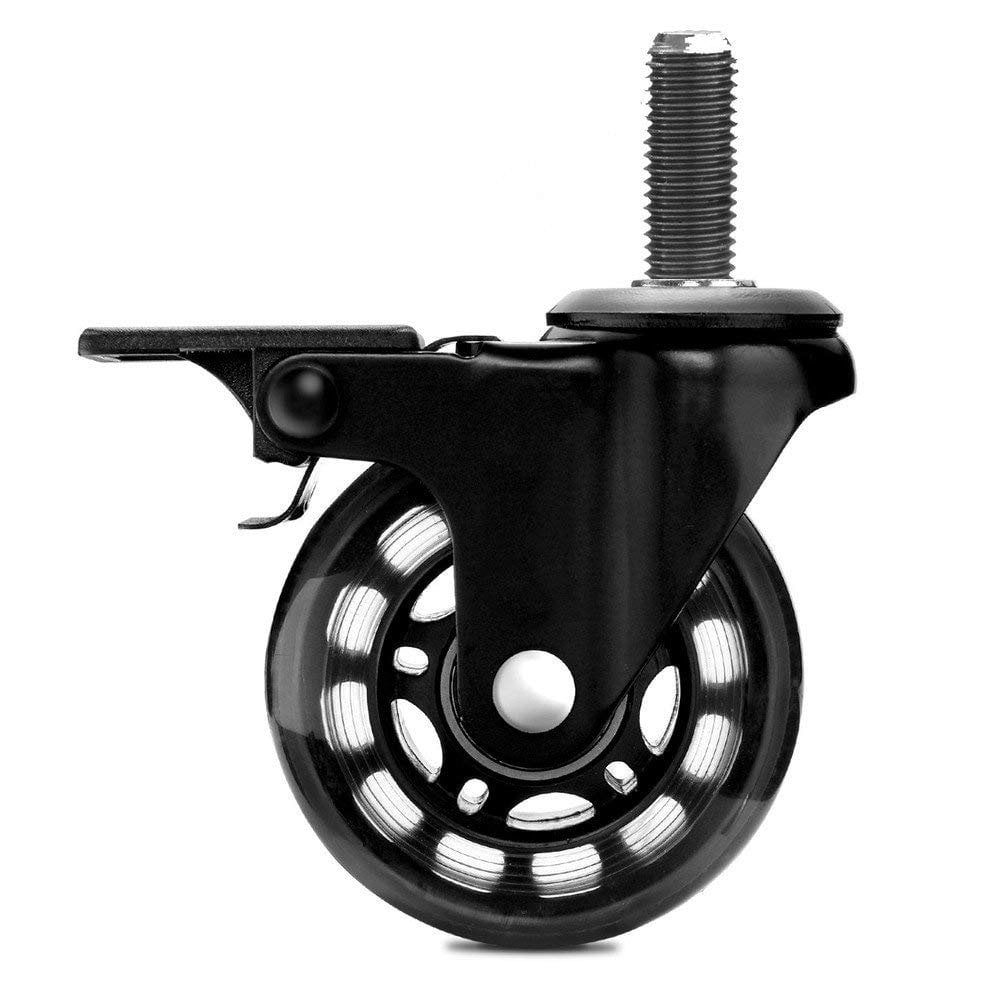 Wideskall 4 Pieces Heavy Duty 3" Swivel Wire Shelving Casters Soft Rubber Wheels with Brake