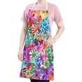 thumbnail image 5 of Pioneer Flower Floral Print Pattern Apron-Garden Aprons for Women with Pockets-Cotton Linen Waterproof Kitchen Cooking Gardening Aprons Adjustable for Kitchen,Cooking,BBQ and Salon 33x27 Inch, 5 of 7