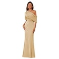 thumbnail image 1 of Vestido BITALY para la madre de la novia, satén dorado con mangas, 22 W, 1 of 8