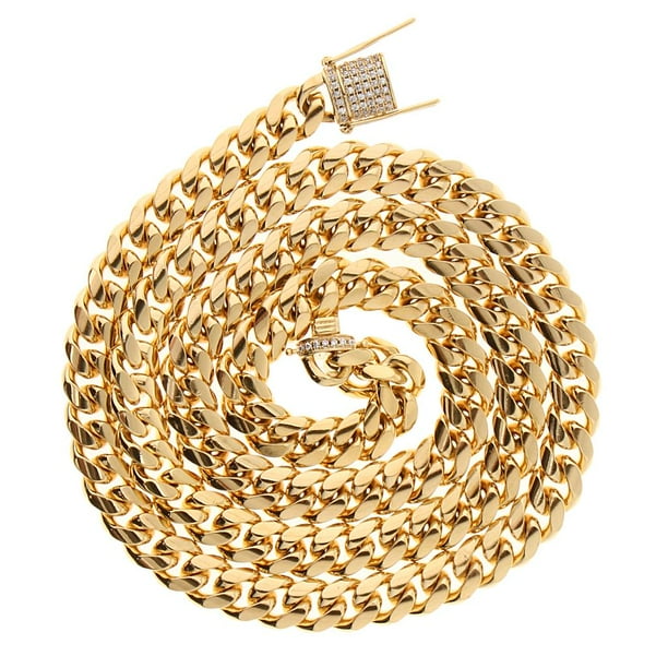Cadena de eslabones cubanos Yuyangstore Collar Biker Punk 26 pulgadas Oro