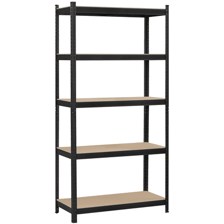 

Smile Mart 5-Shelf Boltless & Adjustable Steel Storage Shelf Unit Black Holds up to 386 lb Per Shelf
