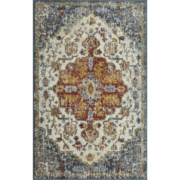 Loomaknoti Alsbrooke Kapirah 3' x 5' Oriental Indoor Accent Rug , Cream/Blue