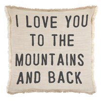 22" Brown Decorative Euro Pillow with I Love You To The Mountain and Back Print Design