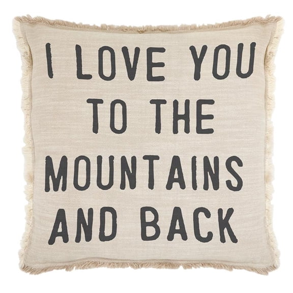 22" Brown Decorative Euro Pillow with I Love You To The Mountain and Back Print Design