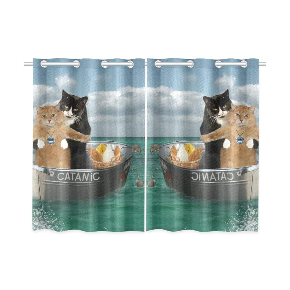CADecor Funny Animal Window Kitchen Curtain, Fun Brave Cat Window