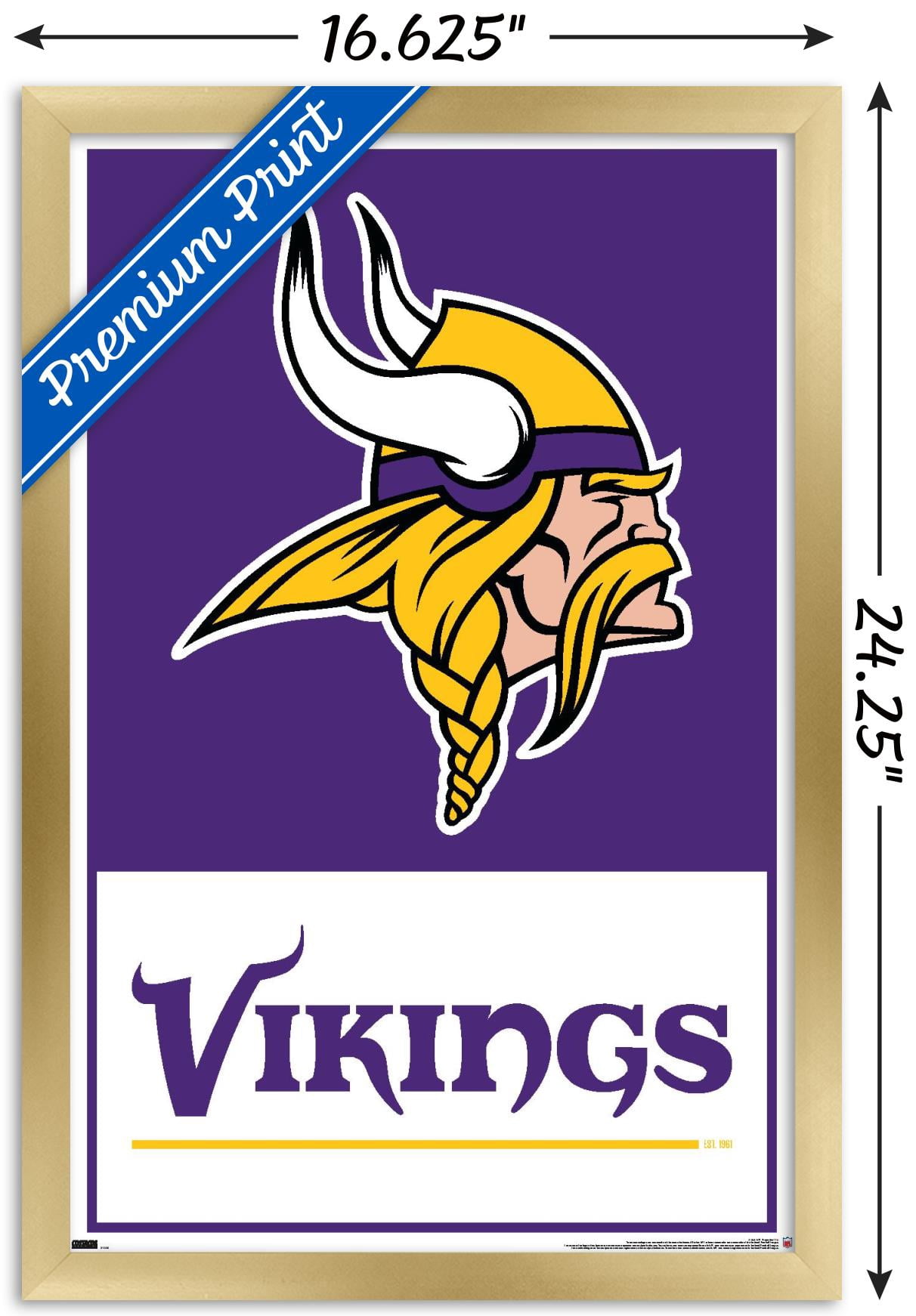NFL Minnesota Vikings - Logo 21 Wall Poster, 14.725" x 22.375", Framed
