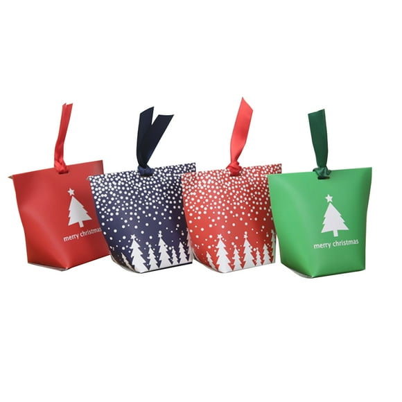 4 pcs Cookie de Noël Bonbons Petit Sac Beau Sac de Rangement avec Ruban de Soie pour Noël