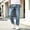 A_ Navy, variant on Men's Elastic Waist Wide Leg Denim Jeans, Drawstring Closure, Loose Streetwear Retro Denim Pants Light Blue XL