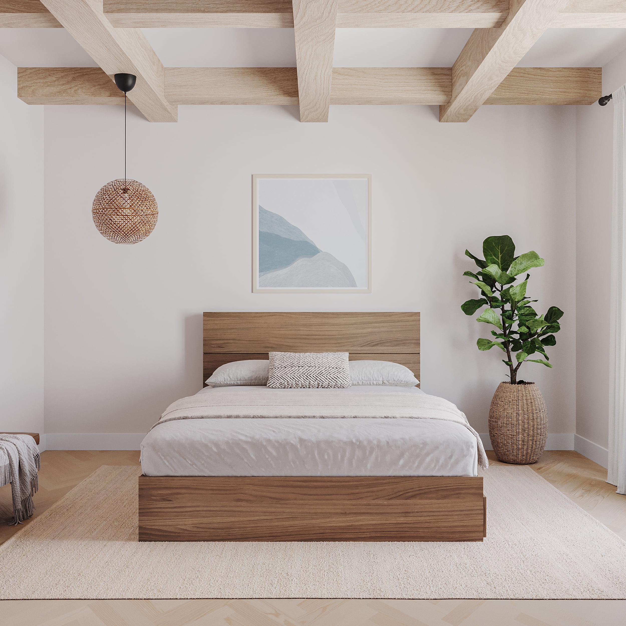 Nexera Queen Size Panel Wood Headboard, Walnut