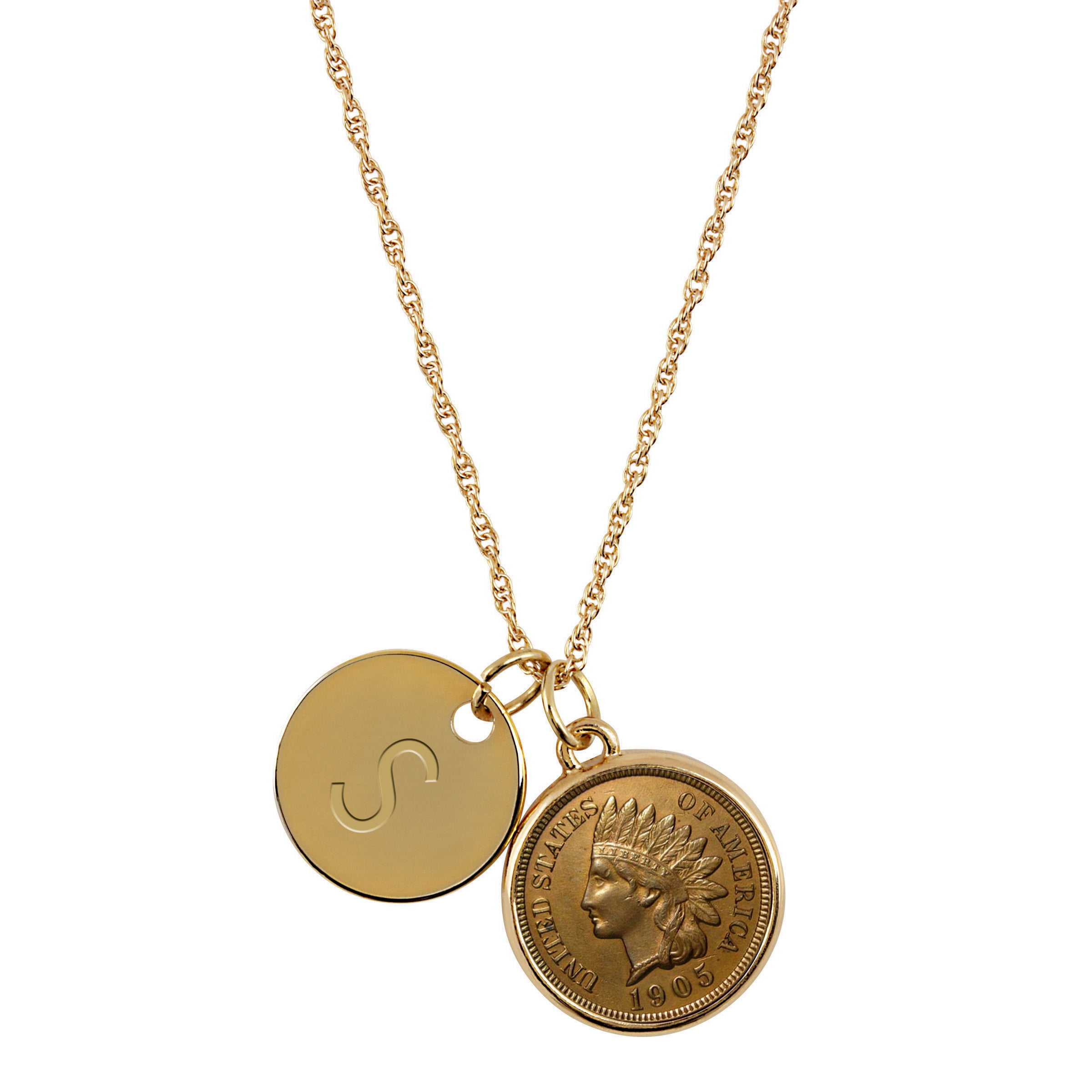 Personalized Disc Charm Goldtone Coin 