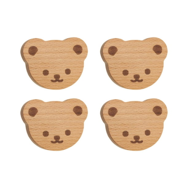 4 tiradores de tocador, pomos para muebles, bonitos tiradores con tornillos para cajones de guardería. oso