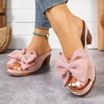 thumbnail image 3 of Dakaela Open Toe Heeled Sandals for Women Low Block Heels Bowknot Pumps Mules Backless Slip on Casual Wedding Dress Shoes Size 6-11 Pink, 3 of 9