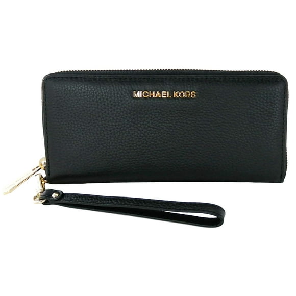 Michael Kors - portafolios grande continental para mujer, piel de guijarro, Negro/Oro, Large size wallet wallet, portafolios Continental