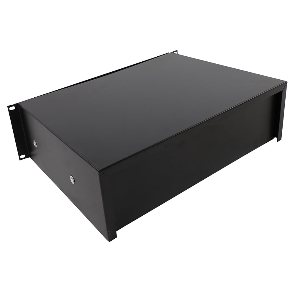 19" 3U Steel Plate DJ Drawer Equipment Cabinet with Keys Black