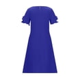 thumbnail image 6 of OGLCCG Girls Ruffle Sleeve Dresses Kids Summer Crewneck A Line Casual Mini Dress Solid Color Lightweight Beach Sundress with Pockets 5-15 Years, 6 of 7