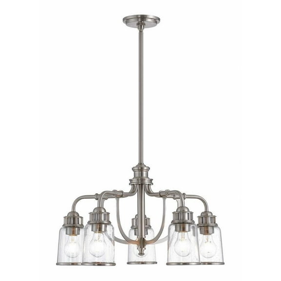 Coastal Traditional Farmhouse Five Light Chandelier-Brushed Nickel Finish Bailey Street Home 218-Bel-2513005