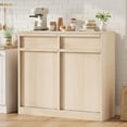 thumbnail image 2 of Bingirl Double Tilt-Out Trash Cabinet in Natural Oak - 20-Gallon Storage, 2 Drawers, Hidden Garbage Cabinet and Laundry Hamper for Kitchen, Dining, or Living Room, 2 of 7