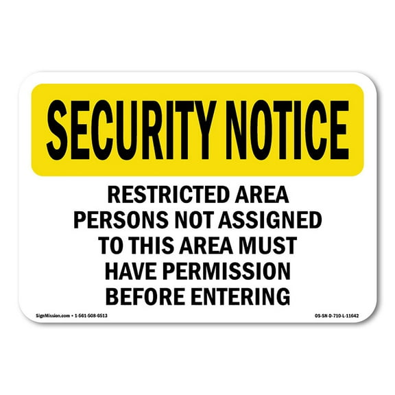 OSHA SECURITY NOTICE Sign - Restricted Area Persons | Decal | Protect Your Business, Construction Site, Warehouse & Shop Area | Made in the USA
