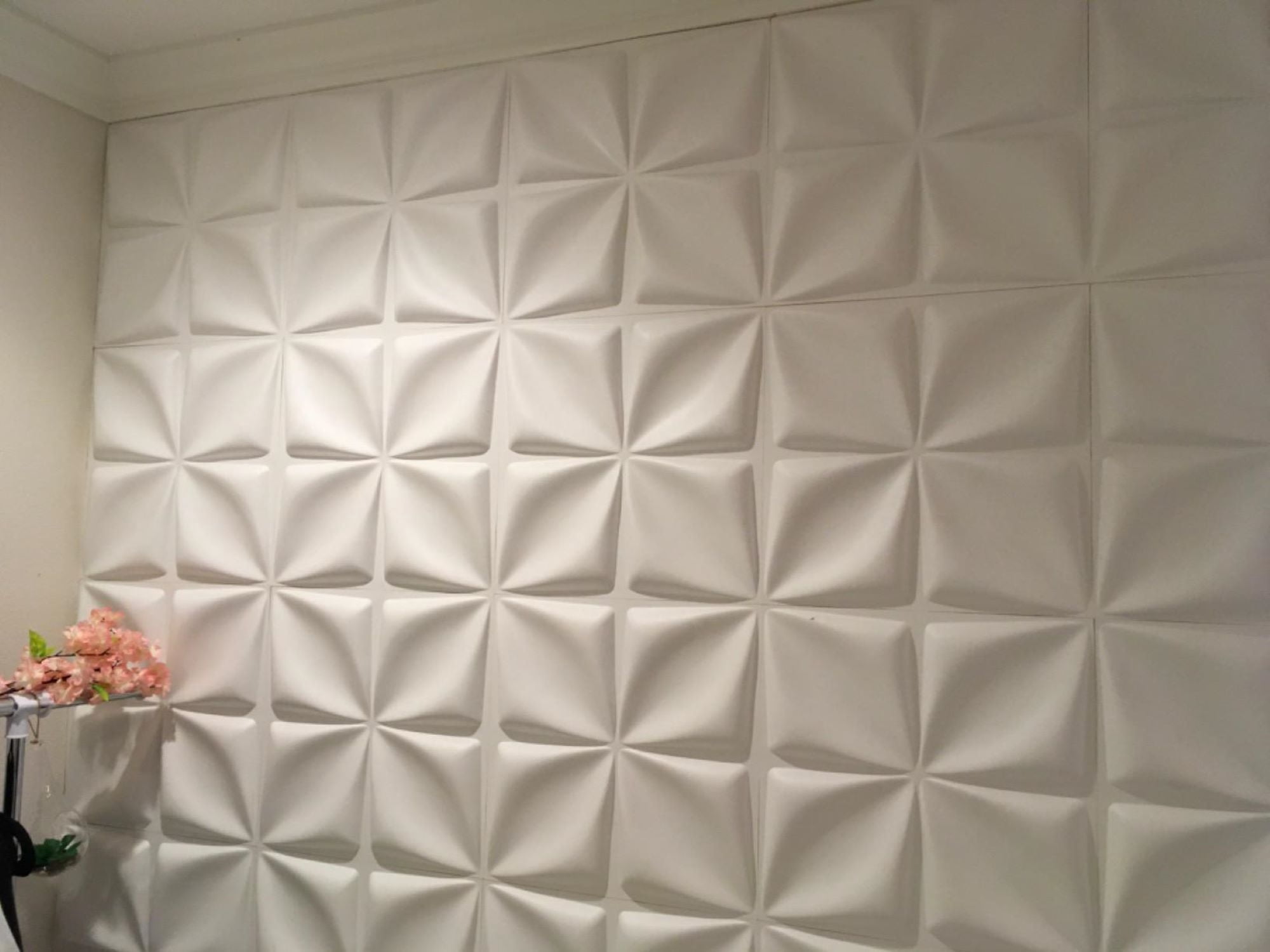Art3d 19.7 x 19.7 inch PVC 3D Wall Panel in White 12-Piece Covring 32 Sq ft