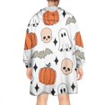 thumbnail image 2 of Wearable Oversized Blanket,White Halloween Ghosts Skulls and Bats Wearable Blanket Hoodie for Adults,Cozy Hooded Blankets with Super Pockets,Super Warm Fuzzy Pullover for Women & Men, 2 of 6