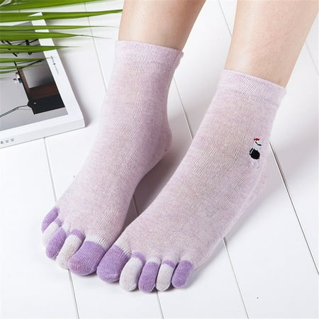 

3 pairs * Women Print Cat Multicolor Toe Socks Five Finger Socks Warmer Cotton Funny Socks dress socks for men