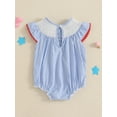 thumbnail image 4 of Okbabeha Newborn Baby Girls 4th of July Outfits Fourth of July Bubble Romper Fly Sleeve USA Flag Embroidery Bodysuits Summer Independence Day Clothes, 4 of 8
