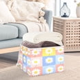 thumbnail image 3 of Yayeee Collapsible Cube Storage Bin with Lid Fabric Closet Decorative Basket with Handles, Light Blue Daisy, 3 of 7