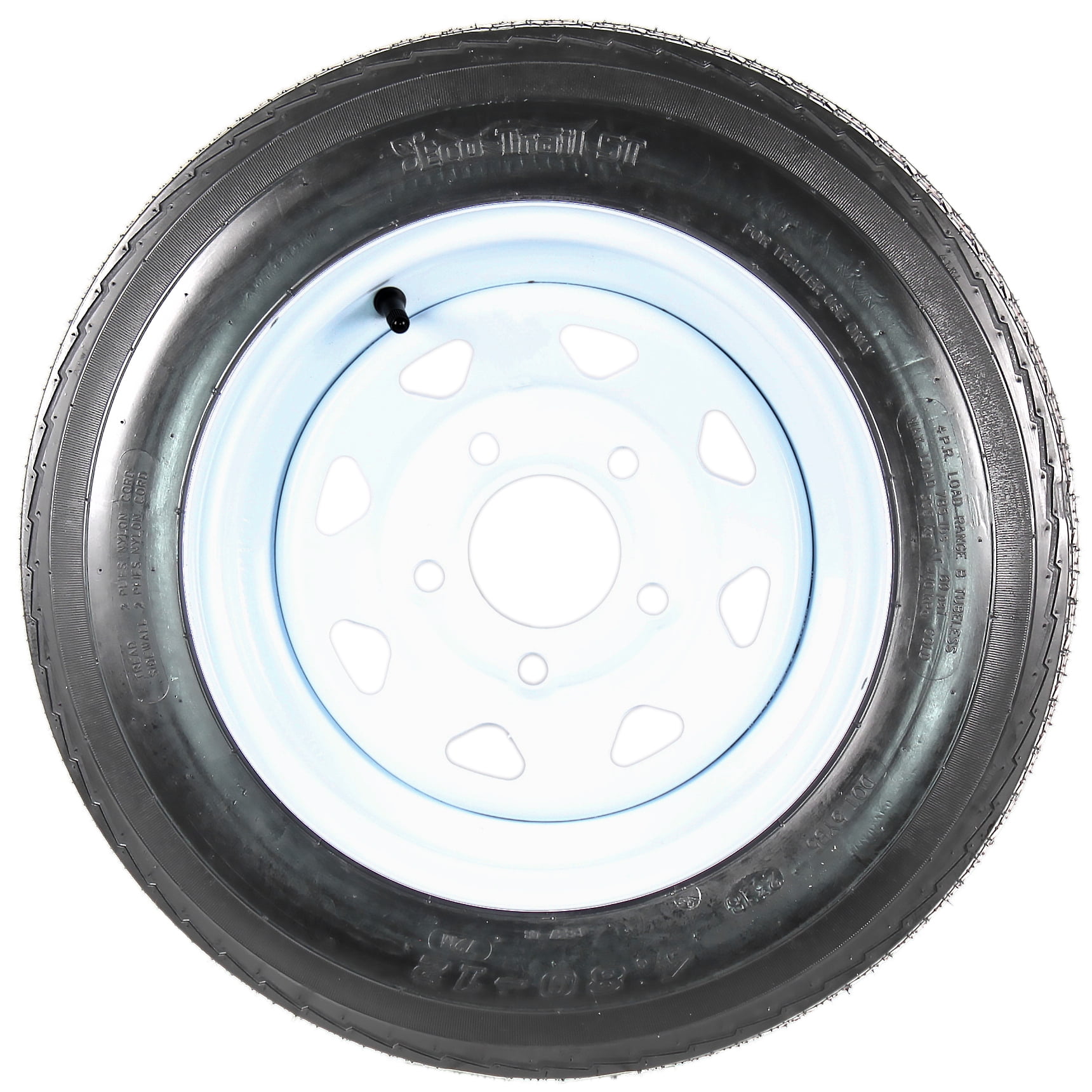 Autoforever 2pc Trailer Tires & Rims 4.80-12 480-12 4.80 X 12 5 Lug Wheel White Spoke 4 Ply