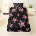 thumbnail image 3 of Manfei Cute Pink Stars Twin Sheets,Vintage Black Cheetah Bedding,3-Piece,1 Flat Sheet,1 Fitted Sheet and 1 Pillowcase, 3 of 6