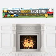 Big Dot of Happiness Cars, Trains, and Airplanes - Happy Birthday Transportation Decorations Party Banner