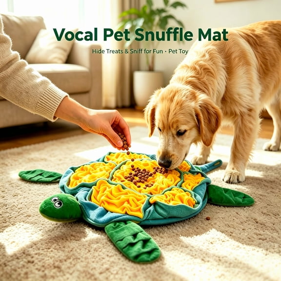 BOOTEELY Turtle Snuffle Mat Nosework Slow Feeder Squeaker Toy for Dogs, Interactive Puzzle Feeding Game Pad