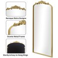 thumbnail image 4 of Baroque Arched Floor Mirror 22"x65" Antique Style Full Length Vintage Mirror with Elegant Ornate Metal Frame, Wall Hanging or Leaning Decorative Mirror for Bedroom, Entryway, Living Room, Hallway, 4 of 10