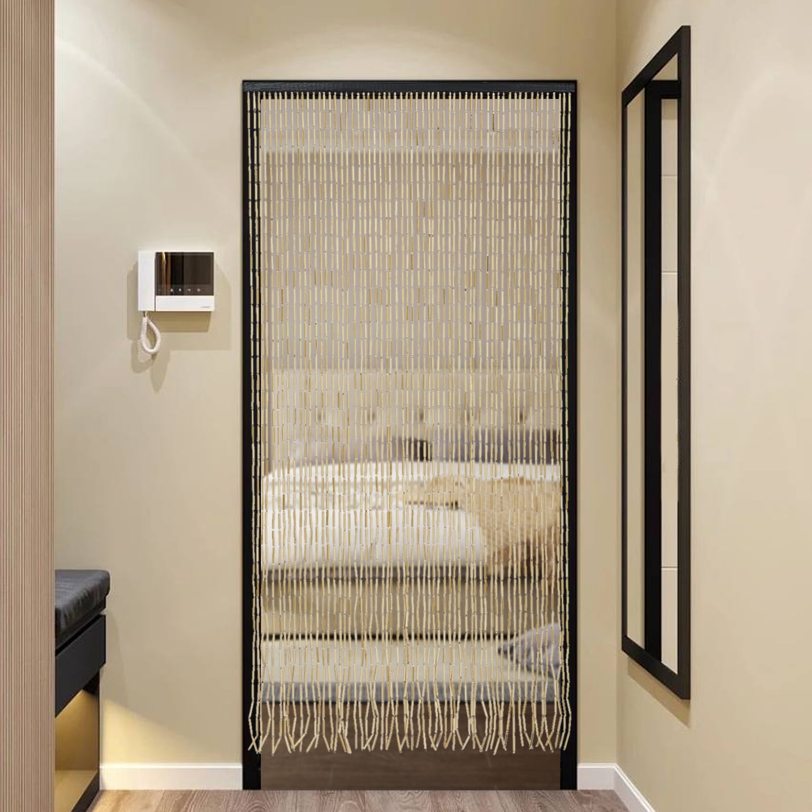 Wildnix Beaded Curtain with 60 Strands, Retro Design, Privacy Protection, Easy Installation, Natural Light Circulation, and Comfortable Indoor Environment
