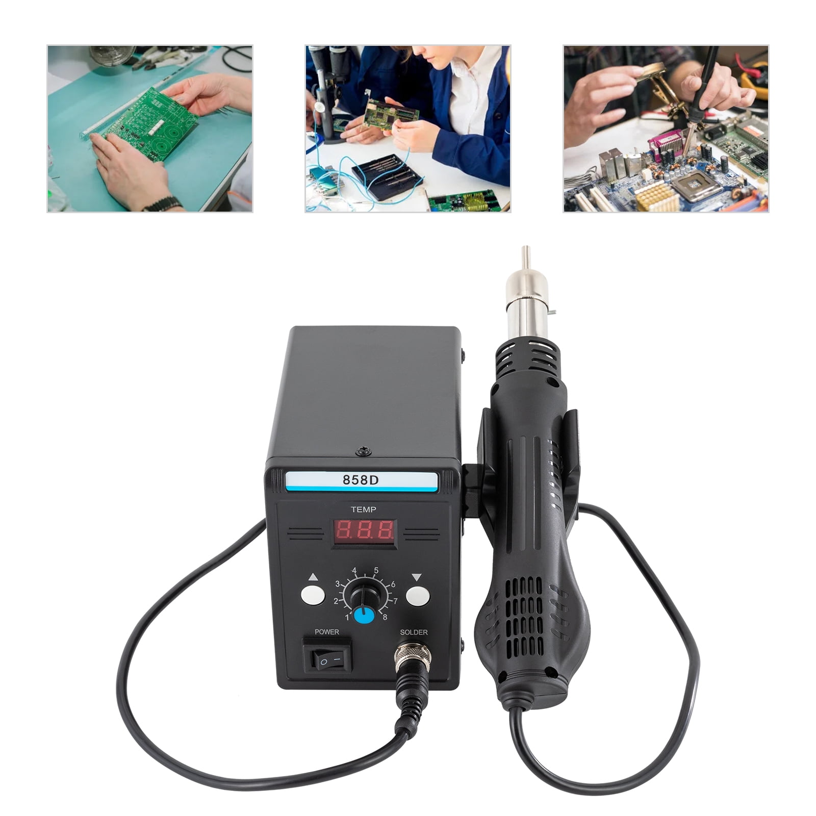 700W Hot Air Rework Station, Digital SMD Soldering Heat Gun for PCB