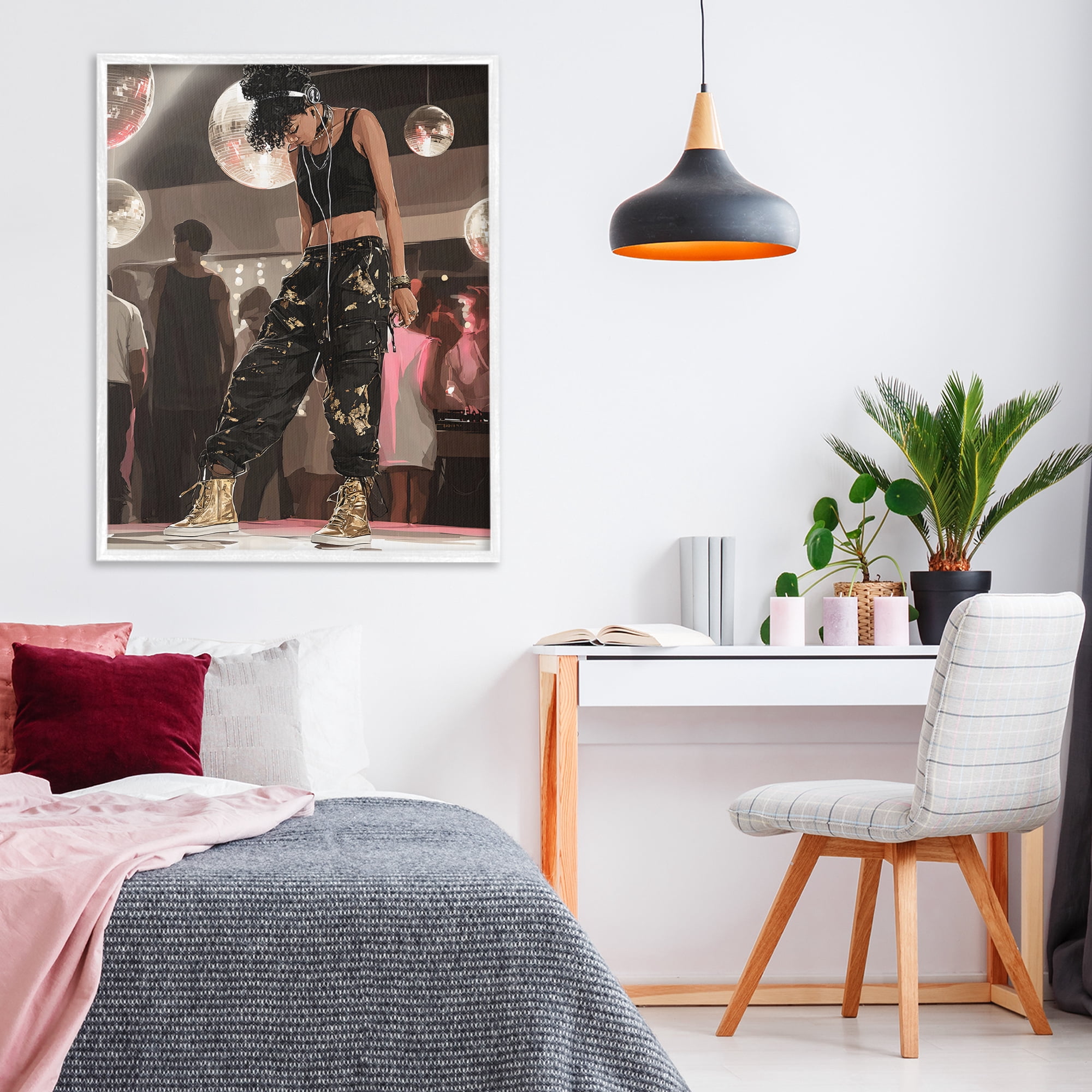 Stupell Industries Silent Disco Lone Dancer White Framed Giclee Art, design by Franklyn Gregory