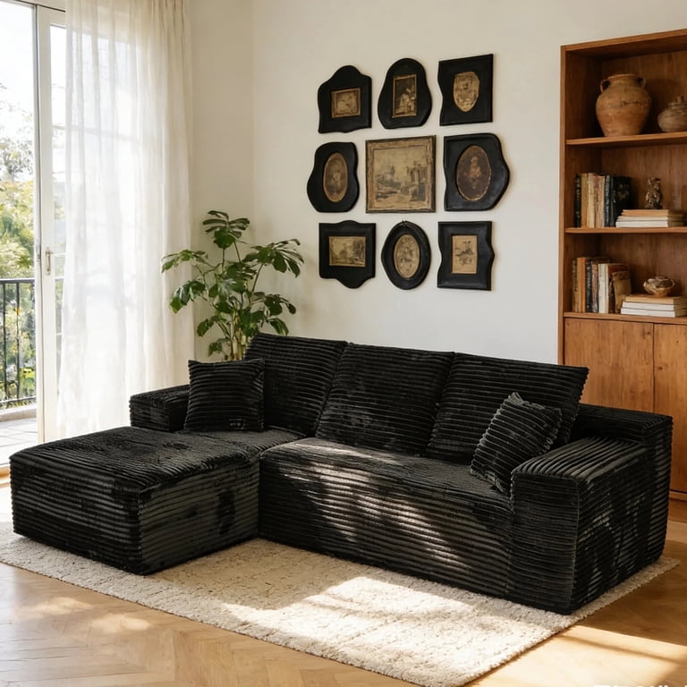 Cloud Couches for Living Room, Lofka Corduroy L-Shape Couch with