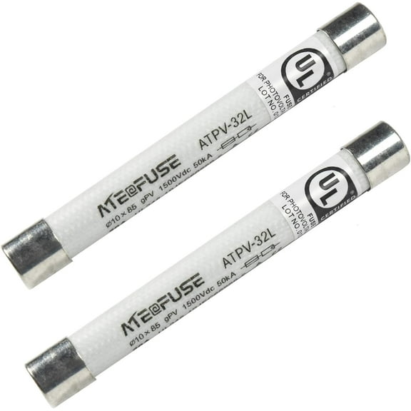 HQRP 2-Pack Solar PV Fast Acting Photovoltaic Fuse Link ATPV-1085, gPV type, 20 Amp 1500V DC, 10x85mm, 50kA IR, Replacement for Bussmann PV-20A10F85L, Littelfuse SPXV020 Fuses for Solar Power Systems