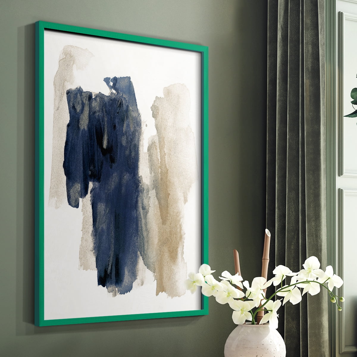 Navy Sweep in Green Solid Wood 8 x 10 Framed Print