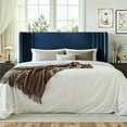 thumbnail image 2 of Einfach Full Size Upholstered Bed Frame, Platform Bed with Velvet Wingback Headboard, Blue, 2 of 11