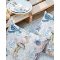 thumbnail image 2 of Pack of 2 Outdoor Pillow Covers, Summer Colorful Turtle Seashell Seahorse Jellyfish Seaweed Waterproof Square Throw Pillowcase Cushion Decorative Pillow Covers for Couch Patio Tent, 24x24 in, 2 of 6