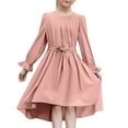 thumbnail image 1 of Robe Fille Préado à Manches Longues, Robes Soleil, Robe Chic, Robe Trapèze à Volants, Robe Swing Rose Pâle pour Filles, Robe de Princesse, Tout-Petit, 1 of 6