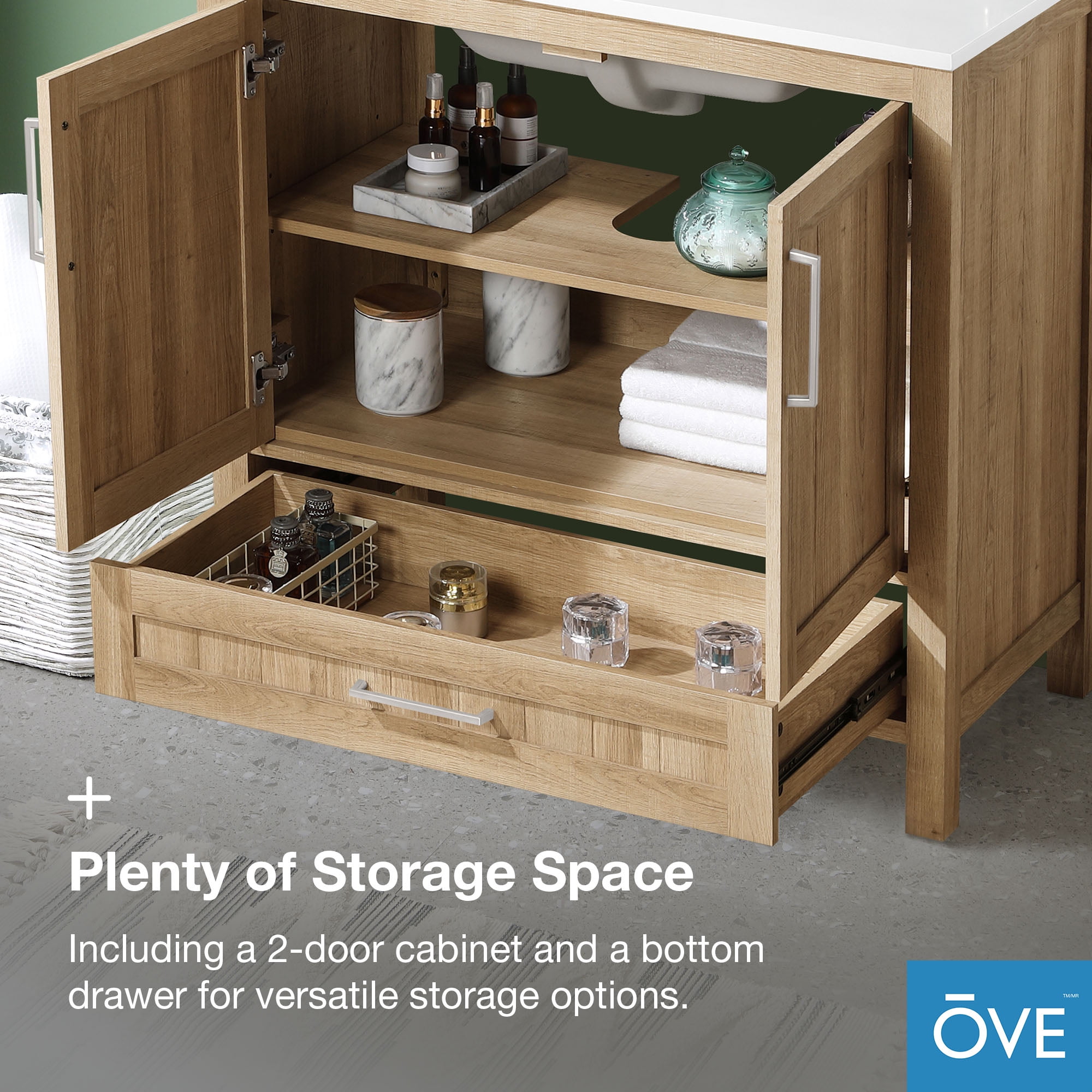 Ove Decors Kansas 18 W x 16" D Freestanding Bathroom Vanity with Sink, White Oak