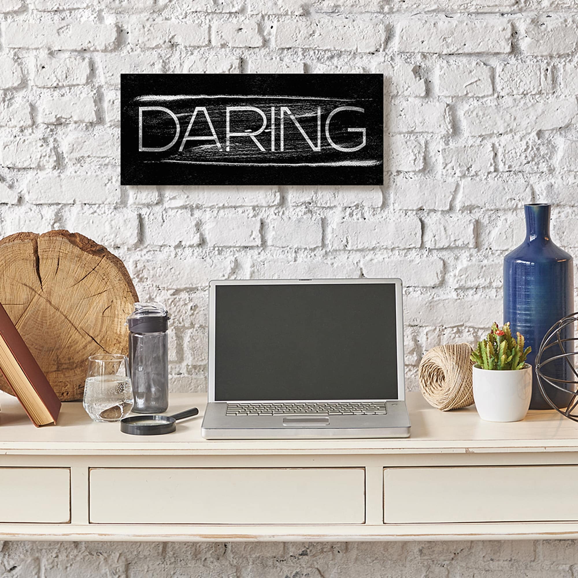 Stupell Industries Bold Daring Text Black White Paint Stroke Inspired Canvas Wall Art by Daphne Polselli