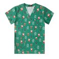thumbnail image 1 of Camiseta de manga corta con estampado elástico, temática navideña, verano, para médicos, enfermeras, spa, salón de belleza, tienda de mascotas, ropa de lavado, 1 of 3
