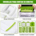 thumbnail image 2 of Cortador de Verduras, Todo 12 en 1 Picador Rallador de Verduras Multifuncional con Contenedor, Pelador, 6 Cuchillas de Acero Inoxidable, Rayadores de Mandolina de Cocina para Papas y Cebolla(Blanco), 2 of 7