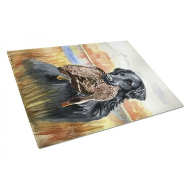 Caroline's Treasures Flat Coated Retriever Glass Cutting Board Large
